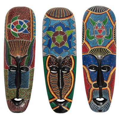 19 Inches Assorted Tribal Dotted Mask