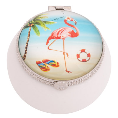 Flamingo at the Beach Trinket Box