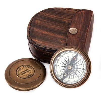 Antique Look Compass in Pouch