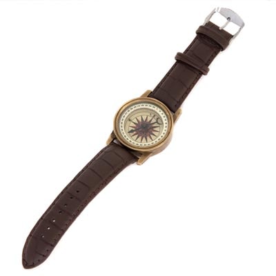 10 Inches Long x 1 3/4 Inches Wide Brass and Leather Wrist Compass