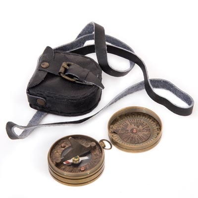 Sundial Compass in Leather Pouch