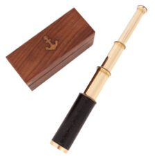 14 Inches Long Brass Telescope in Wood Box