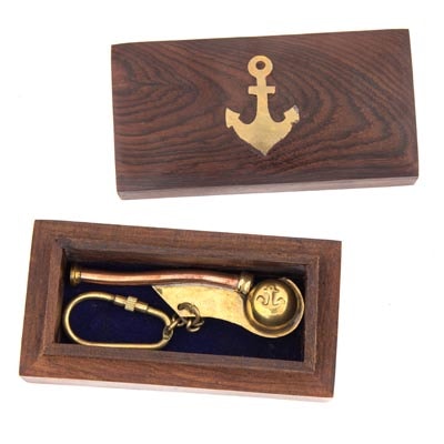 Boatswain Whistle Key Ring with Box