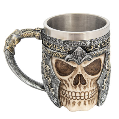 Skull in Armor Drinking Mug