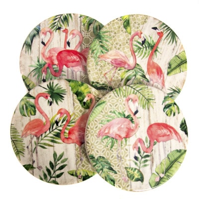 Flamingo Round Coaster Set