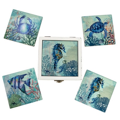 Square Sealife Coaster Set