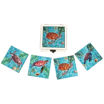 Square Sea Turtles Coaster Set
