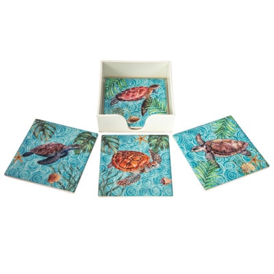 Square Sea Turtles Coaster Set