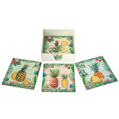Square Pineapple Coaster Set