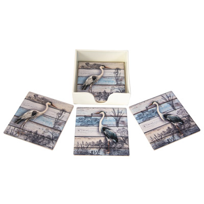 Square Heron Coaster Set