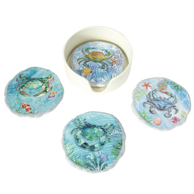 4 1/4 Inches Wide Crabs Coaster Set