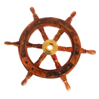 15 Inch Wood and Brass Ship Wheel
