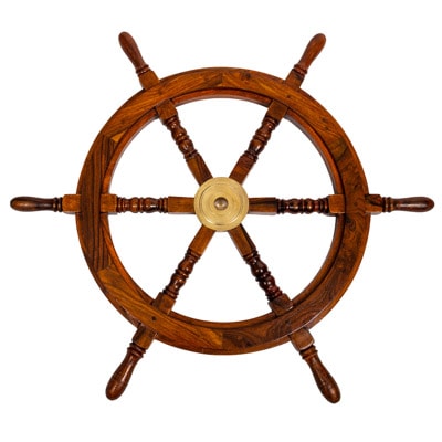 30 Inch Wood and Brass Ship Wheel
