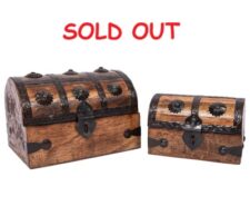 6 Inch and 5 Inch Set of 2 Wooden Treasure Chests