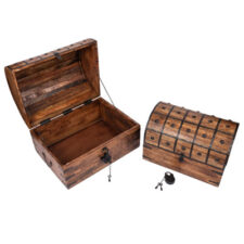 21 Inch and 18 Inch Set of 2 Wooden Pirate Chests
