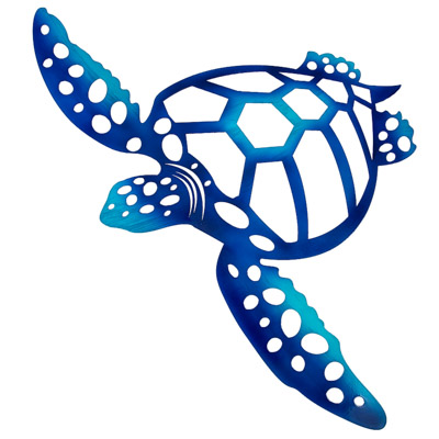 24 1/2 Inches High x 24 Inches Long Powder Coated Laser Cut Metal Wall Sea Turtle