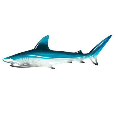 33 1/2 Inches Wide x 11 Inches High Powder Coated Laser Cut Metal Wall Shark