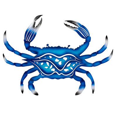 31 Inches Wide x 23 1/2 Inches High Powder Coated Laser Cut Metal Blue Wall Crab
