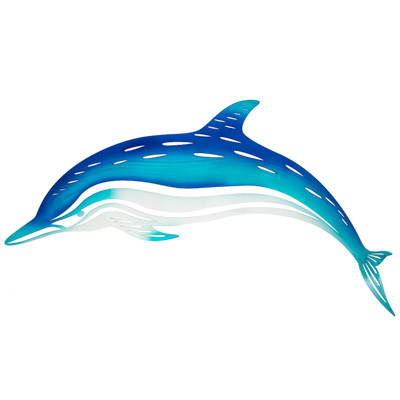 31 1/2 Inches Wide x 19 Inches High Powder Coated Laser Cut Metal Wall Dolphin