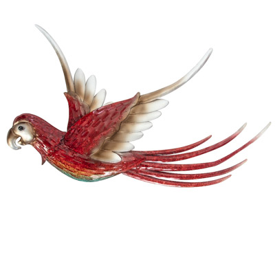 19 1/2 Inches Wide Metal Red Wall Parrot