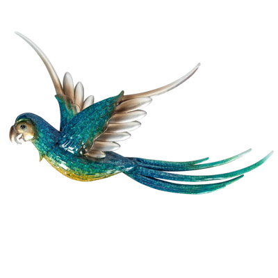 19 1/2 Inches Wide Metal Blue Wall Parrot