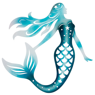 26 1/2 Inches High x 26 1/2 Inches Wide Powder-Coated Metal Wall Mermaid