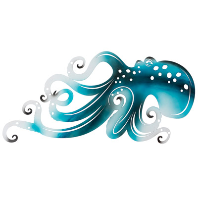 26" Wide x 20" High Powder Coated Laser Cut Metal Wall Octopus
