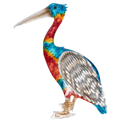 17 1/2 Inches Long Colorful Metal Wall Pelican