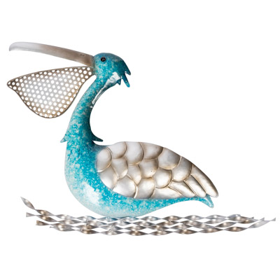 17 1/2 Inches Wide Metal Pelican Wall Decor