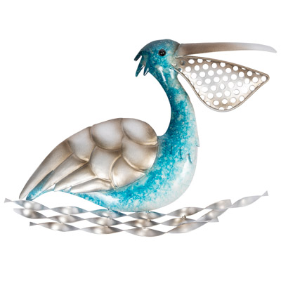 9 1/2 Inches Wide Metal Pelican Wall Decor