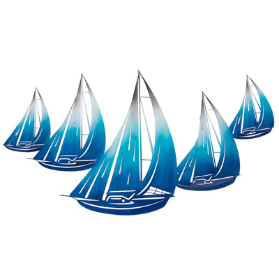 33 1/2 Inches Wide Powder Coated Metal Wall Sailboats