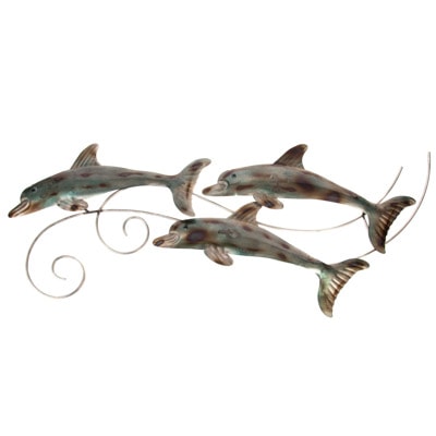 34 1/2" Wide x 15" High Metal Triple Wall Dolphins