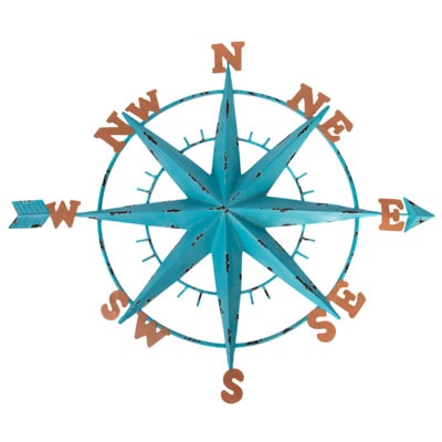 27 Inches Wide Metal Compass Rose Wall Decor