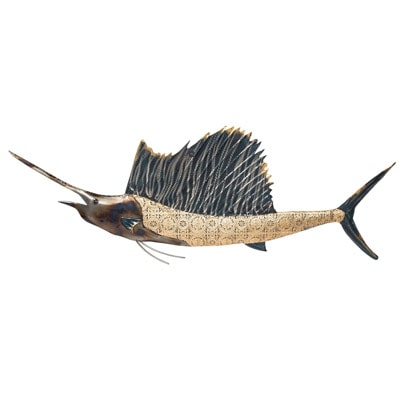 31 1/2 Inches Wide x 12 1/2 Inches High Metal Sailfish Wall Decor