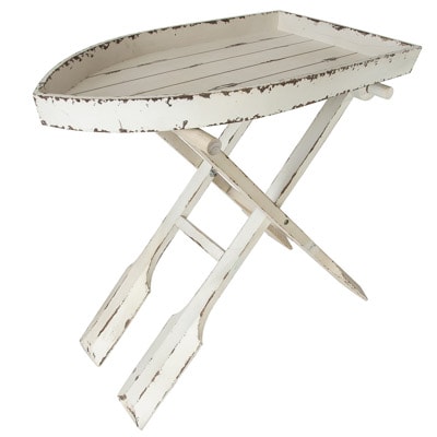 28 1/2 Inches Wide x 15 1/4 Inches Deep x 25 Inches High Wooden Boat and Oars Table