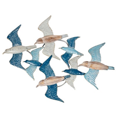 33 INCHES W x 28 1/4 INCHES H Metal and Wood Birds Wall Decor