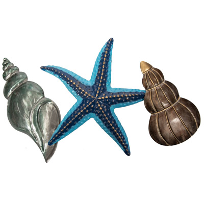 22 1/2 Inches Wide x 13 3/4 Inches High Wall Seashells and Starfish Decor