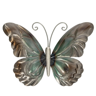 14 Inches W x 9 1/2 Inches H Metal Wall Butterfly