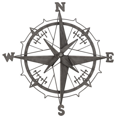 23 Inches High x 22 1/2 Inches Wide Metal Compass Rose Wall Decor