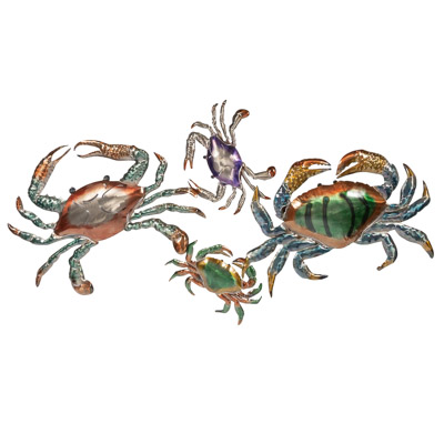 37 3/4 Inches Wide x 20 Inches High Metal Crabs Wall Decor