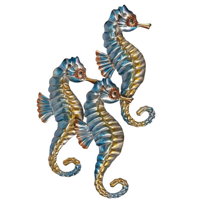 24 Inches High x 15 Inches Wide Triple Seahorse Wall Decor