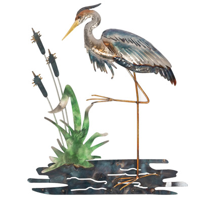 19 Inches High x 15 3/4 Inches Wide Decorative Heron Wall Hanging