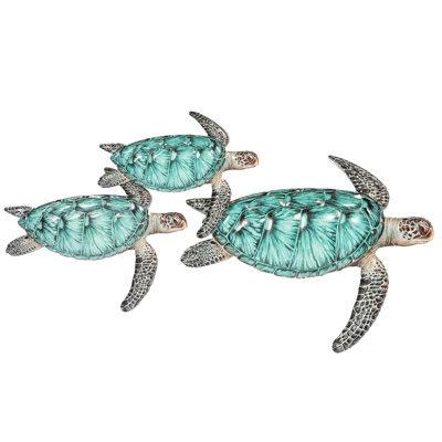 27 Inches Wide x 13 1/4 Inches High Racing Aqua Sea Turtles