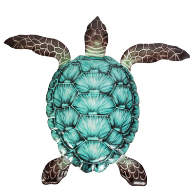 25 1/4 Inches High x 22 1/4 Inches Wide Metal Aqua Wall Turtle