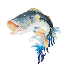 35 Inches High Colorful Metal Jumping Bass Wall Decor