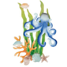 28 1/2 Inch High Colorful Metal Undersea Octopus Wall Decor