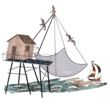 38 1/2 Inch Wide Metal Fishing Wall Decoration
