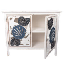 37 1/2 Inches Wide x 31 Inches High x 14 1/2 Inches Deep Wooden Seashell Cabinet