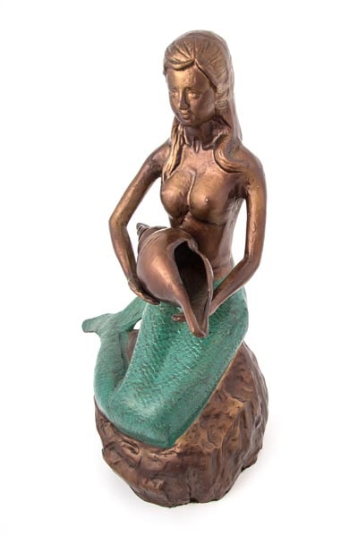 20 Inch High Cast Iron Mermaid Statue