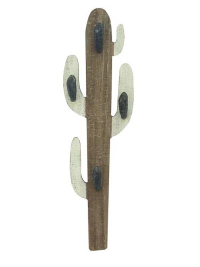 Wooden Wall Cactus With Hooks
